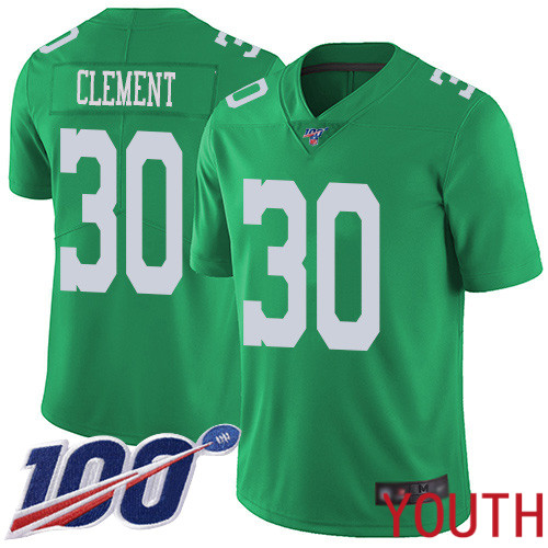 Youth Philadelphia Eagles 30 Corey Clement Limited Green Rush Vapor Untouchable NFL Jersey 100th Season